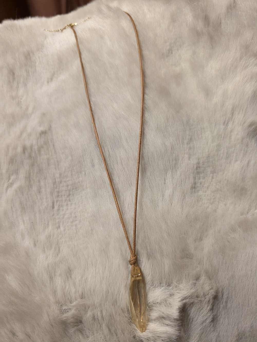 Swarovski Gold Crystal Pendant on Beige Cord